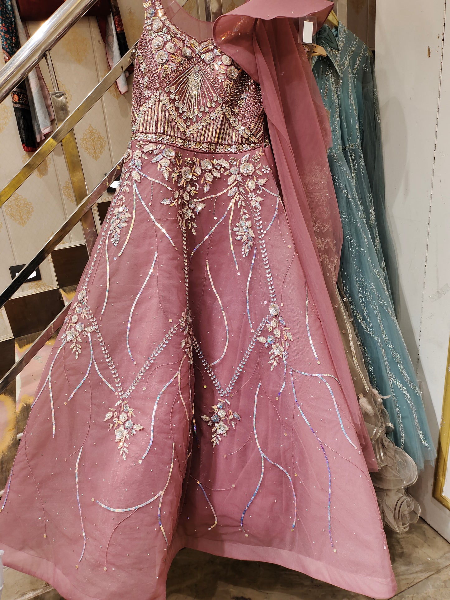 Onion Pink handwork heavy Gown