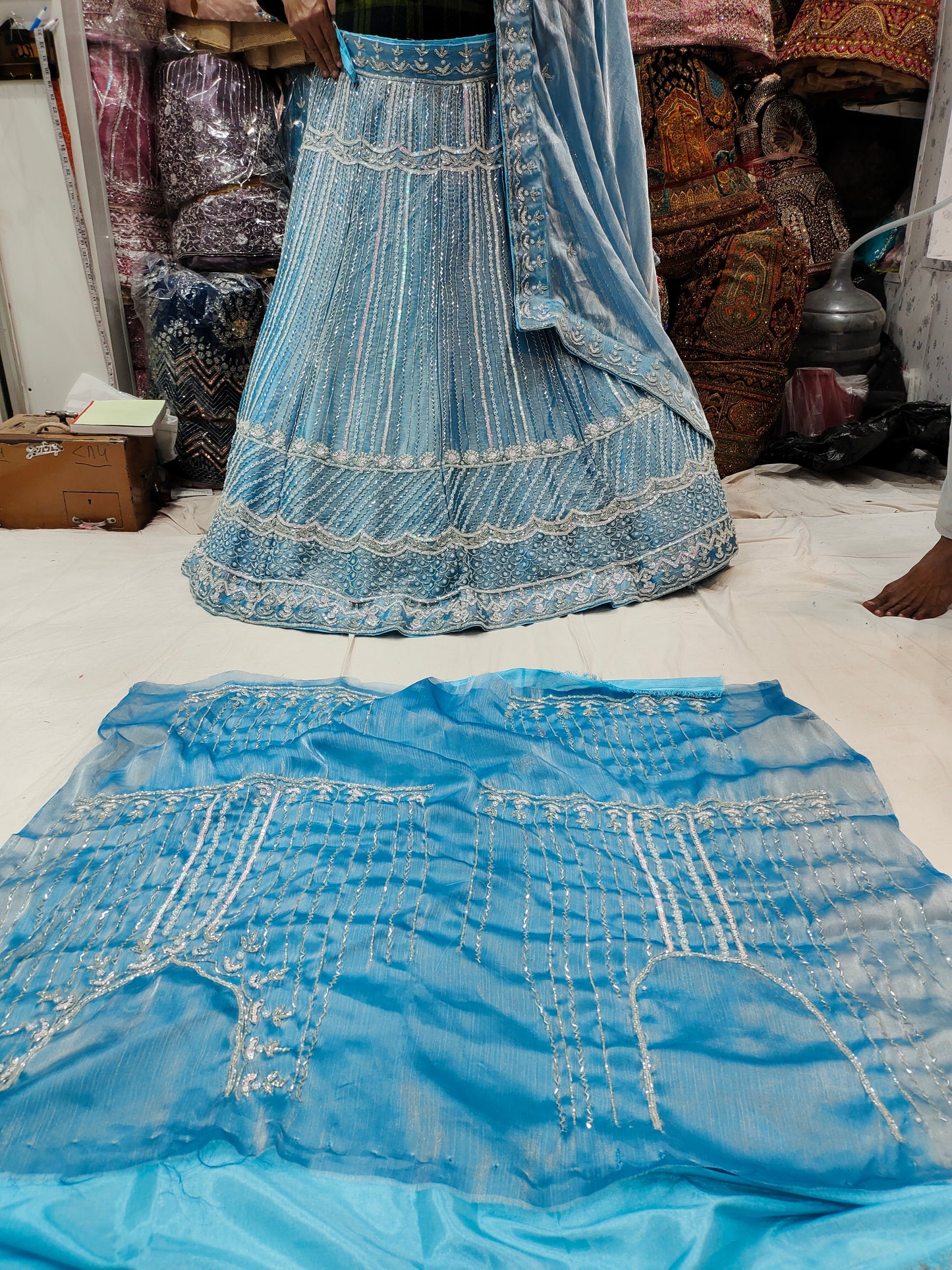 Fantastic sky blue  lehenga