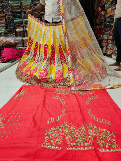 Extraordinary yellow Red lehenga