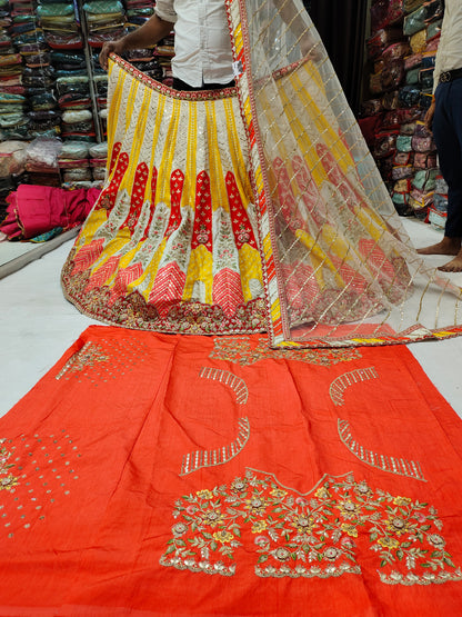 Extraordinary yellow Red lehenga