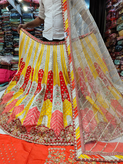 Extraordinary yellow Red lehenga