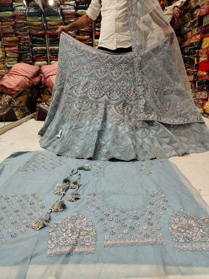 Fantastic sky blue  lehenga