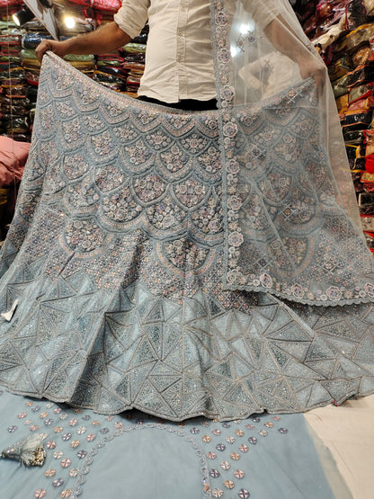 Fantastic sky blue  lehenga