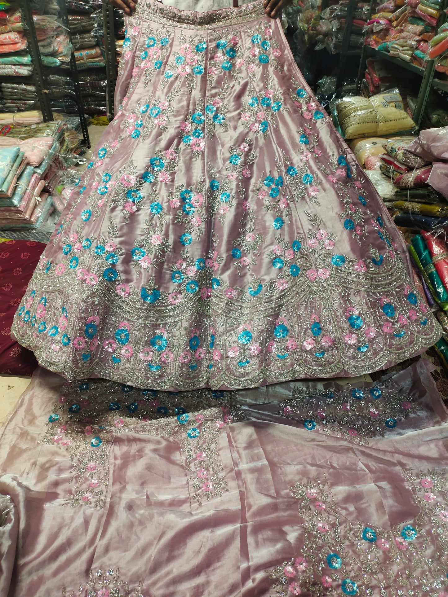 Attractive pink Handwork Lehenga