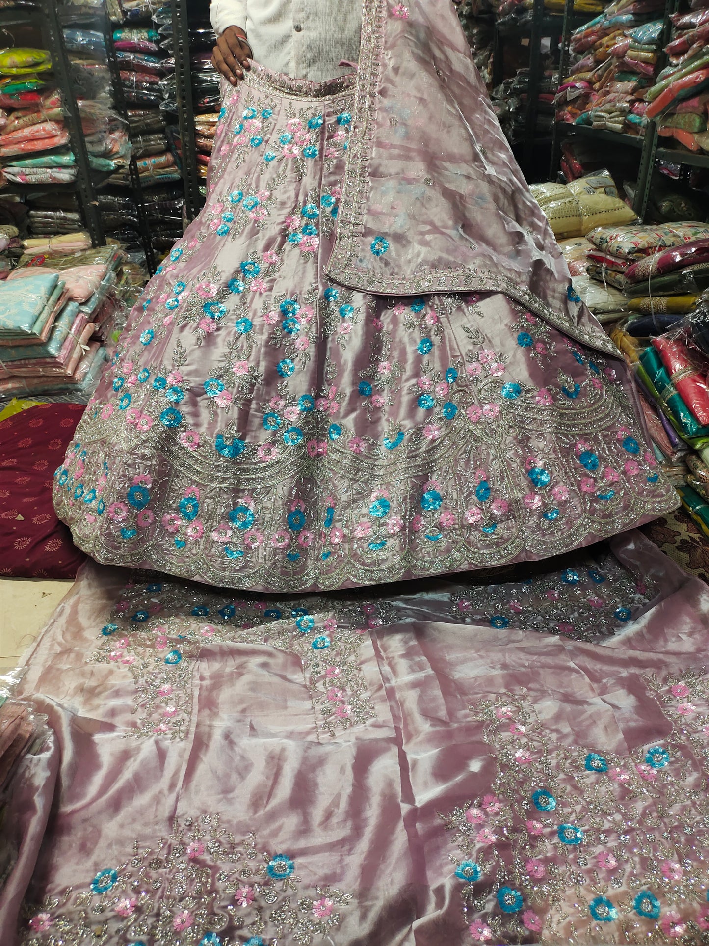 Attractive pink Handwork Lehenga