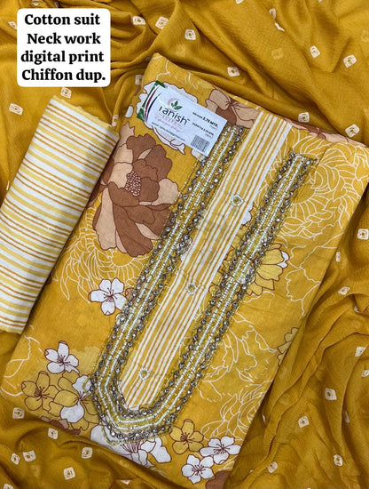 Yellow haldi mehendi cotton ladies suit