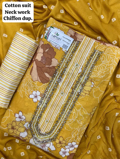 Yellow haldi mehendi cotton ladies suit