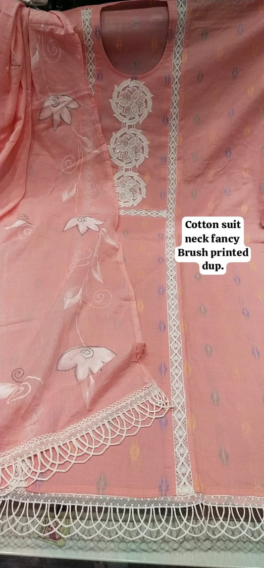 Awesome pink cotton ladies women's unstitched Salwar suits dress material (free size)