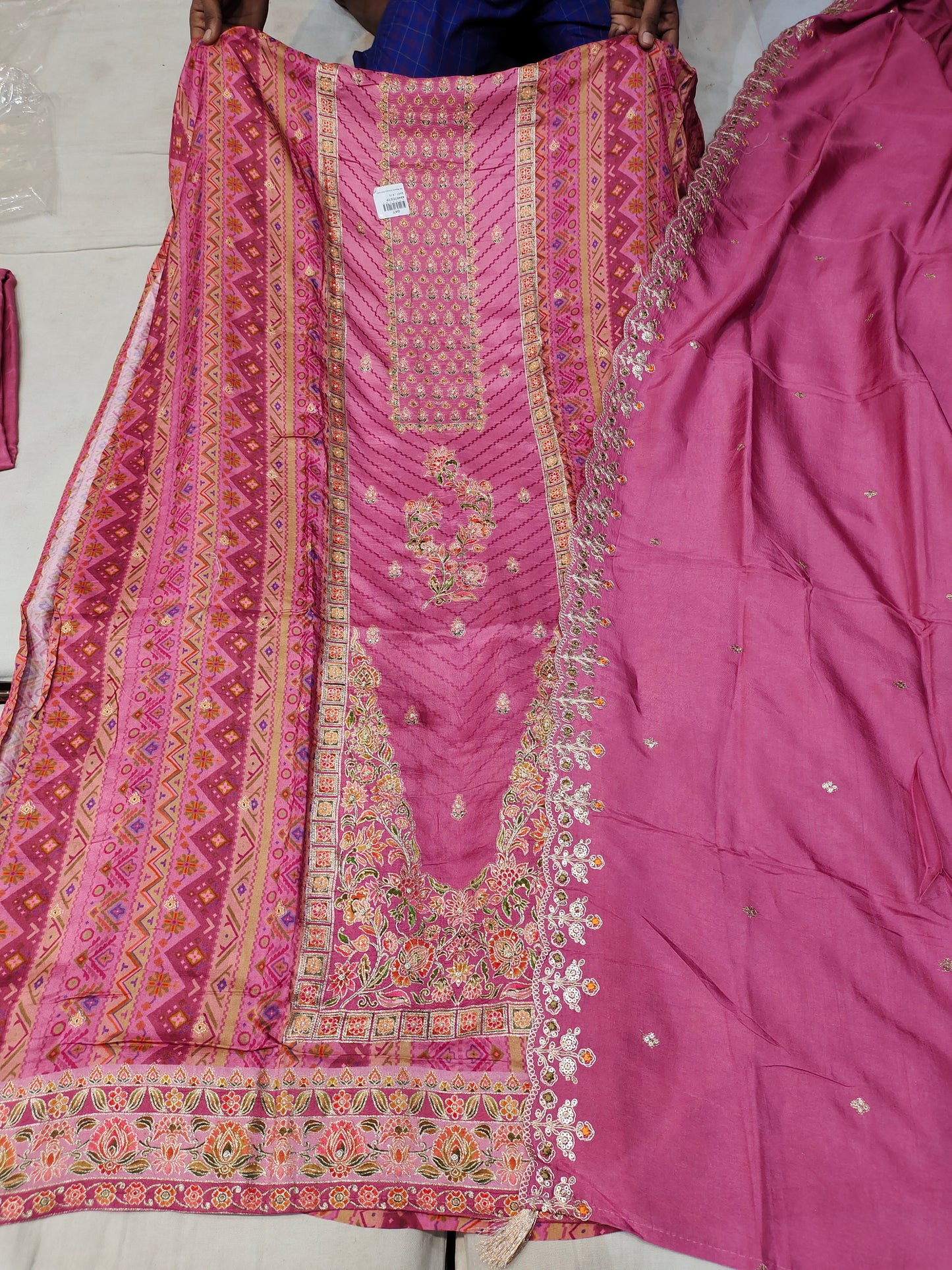 Amazing pink unstitched Salwar suits dress material (free size)