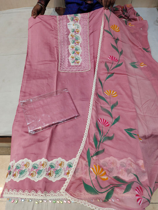 Material de vestir para trajes Salwar sin costuras de color rosa encantador (talla única)