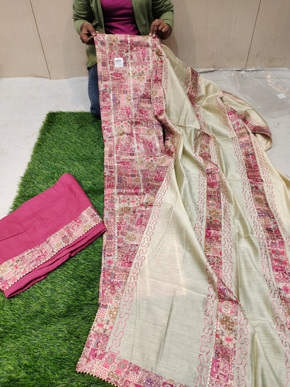 Awesome pink unstitched Salwar suits dress material (free size)