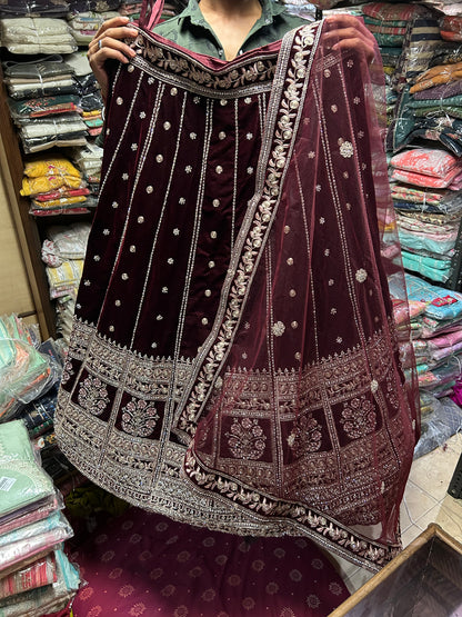 AMAZING MARRON LEHENGA CHOLI