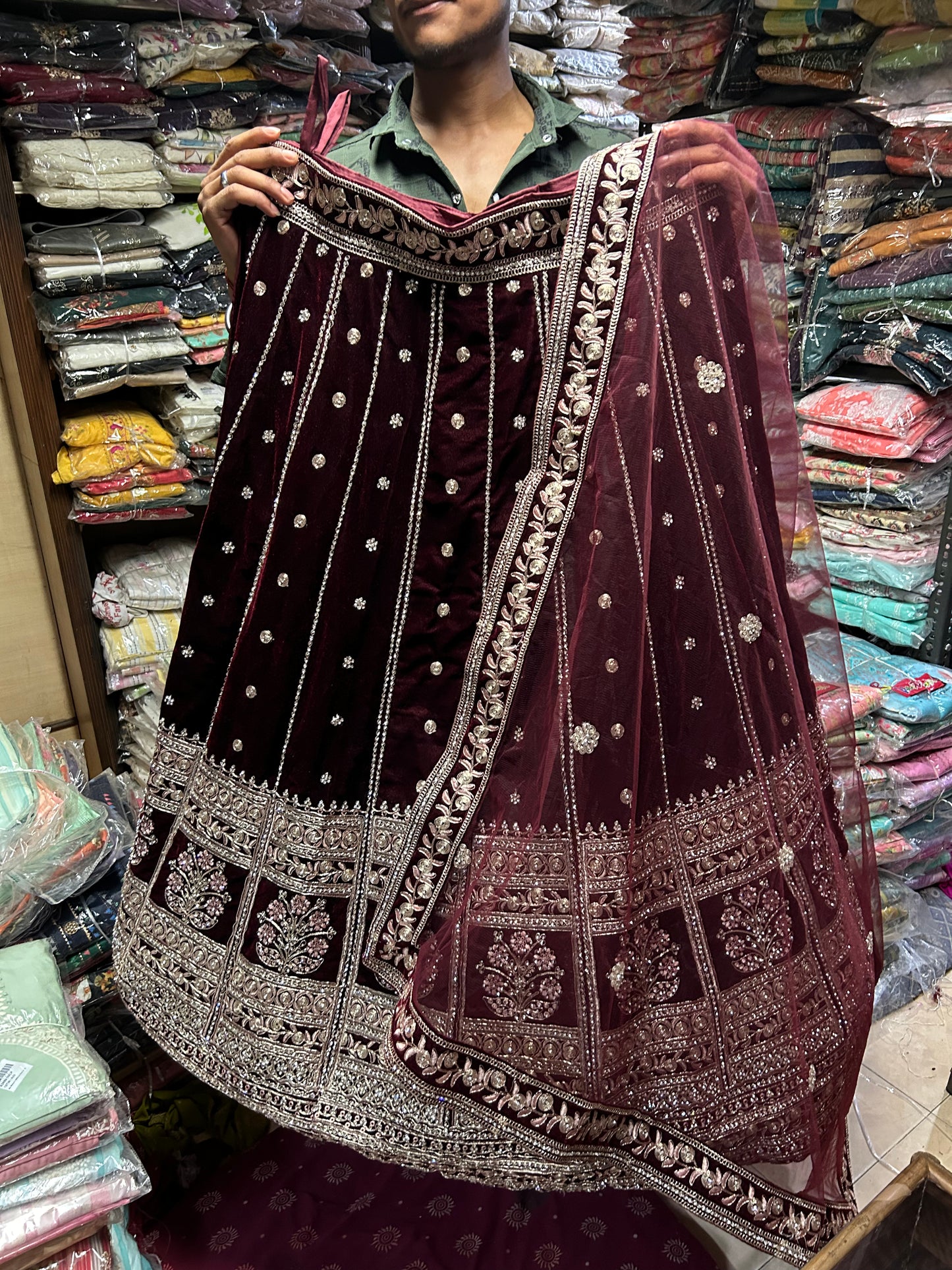 AMAZING MARRON LEHENGA CHOLI