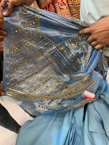 Lehenga de diseñador en color azul cielo