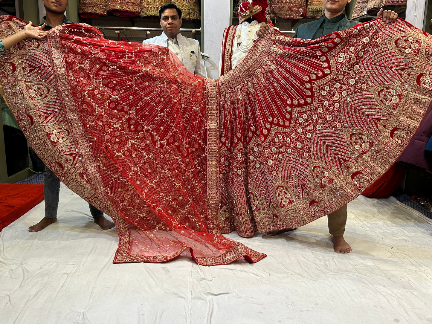 Heavy Jhumka Designer Gajab Red Lehenga