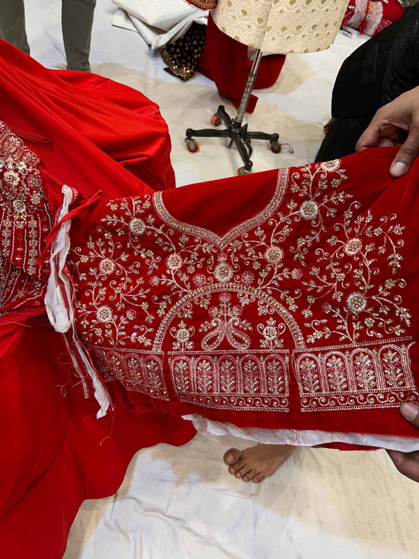 Heavy Jhumka Designer Gajab Red Lehenga