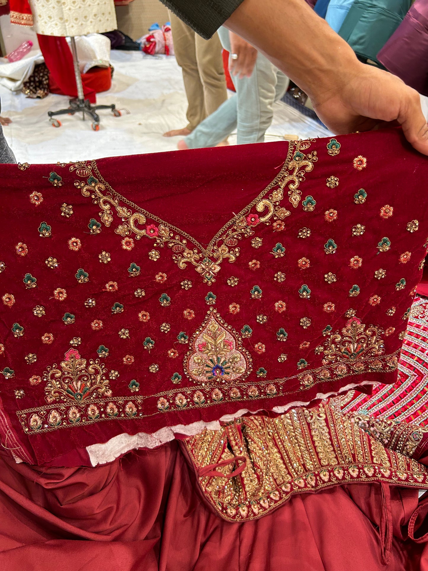 Designer Peacock Figure Red Lehenga