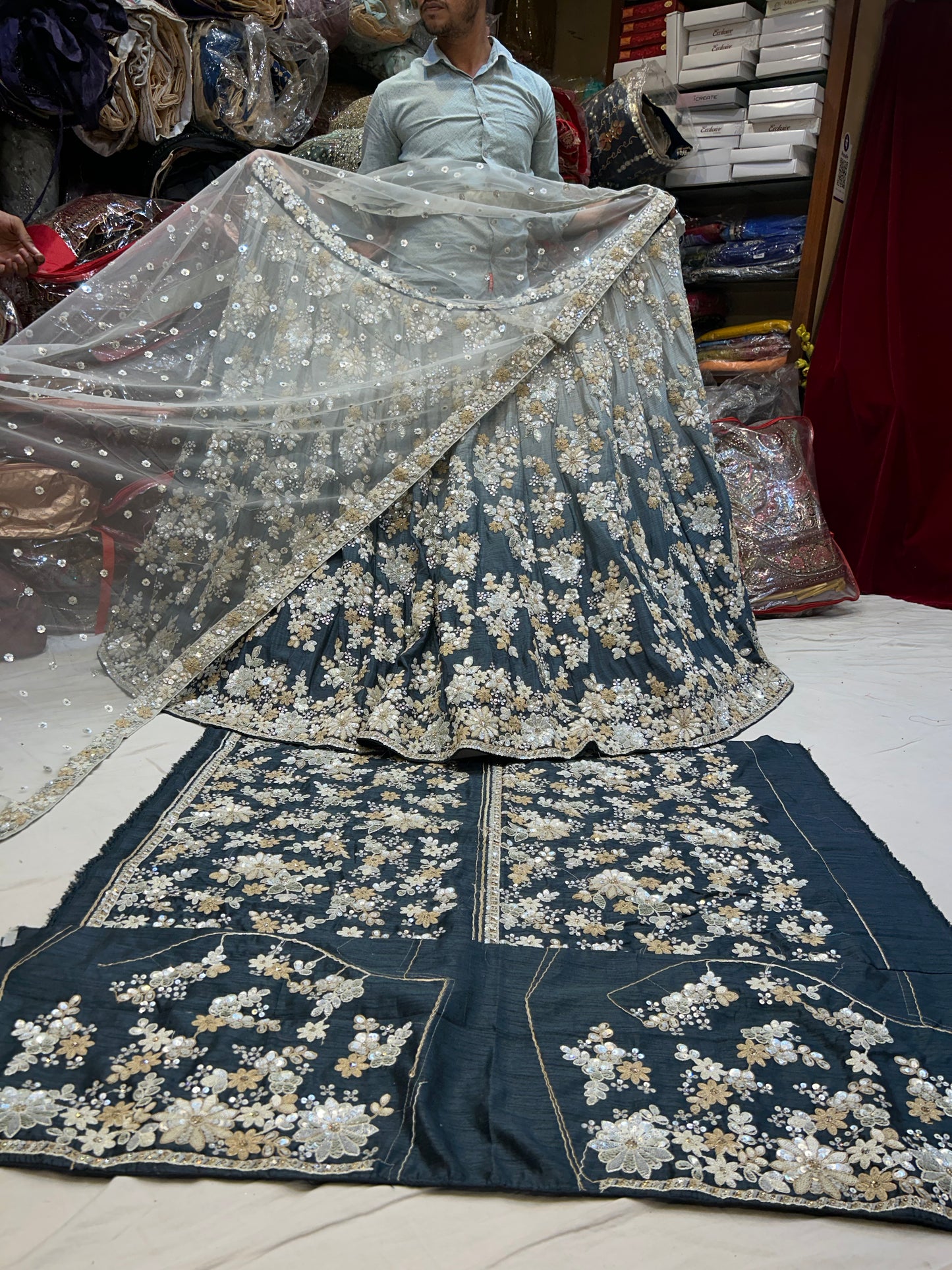 Fantastic White Blue double tone Lehenga 🥰