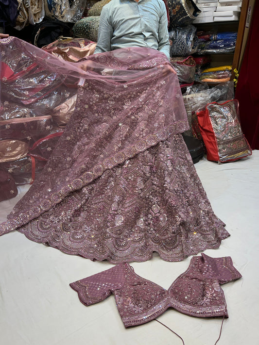 Increíble lehenga rosa y morada