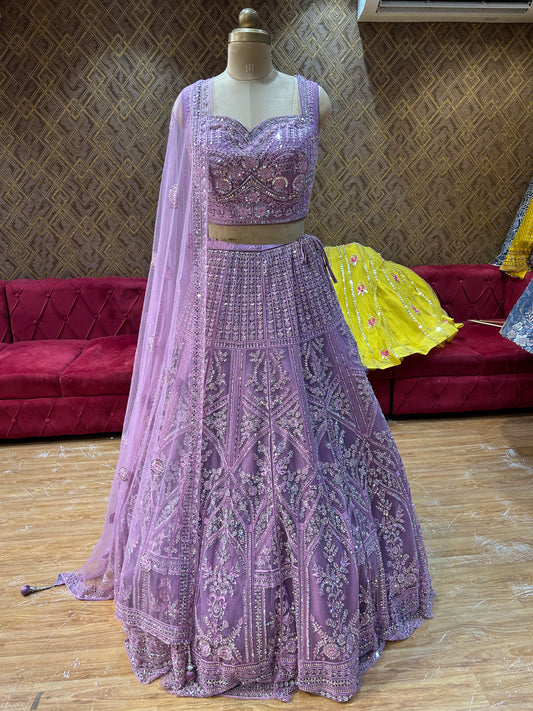 Increíble lehenga rosa y morada