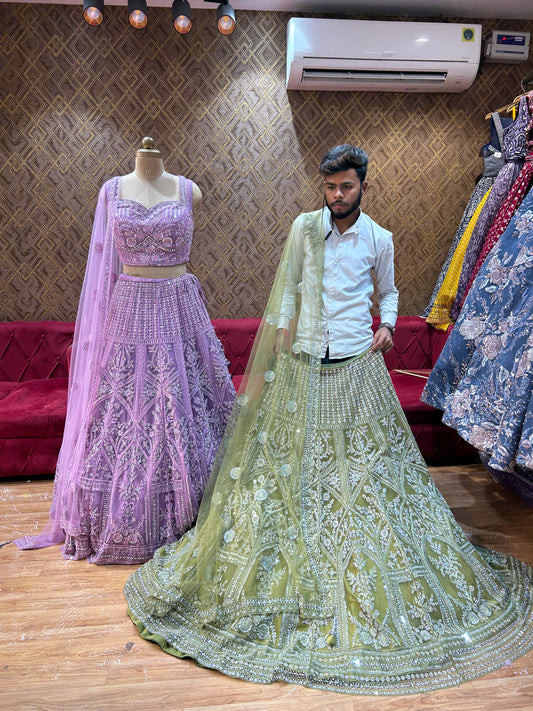 Green Mehendi Lehenga