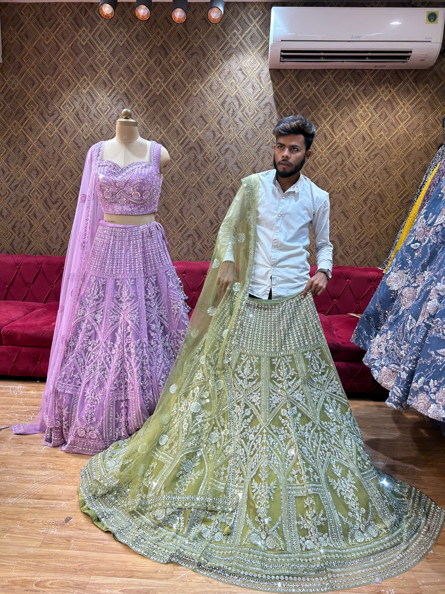 Green Mehendi Lehenga