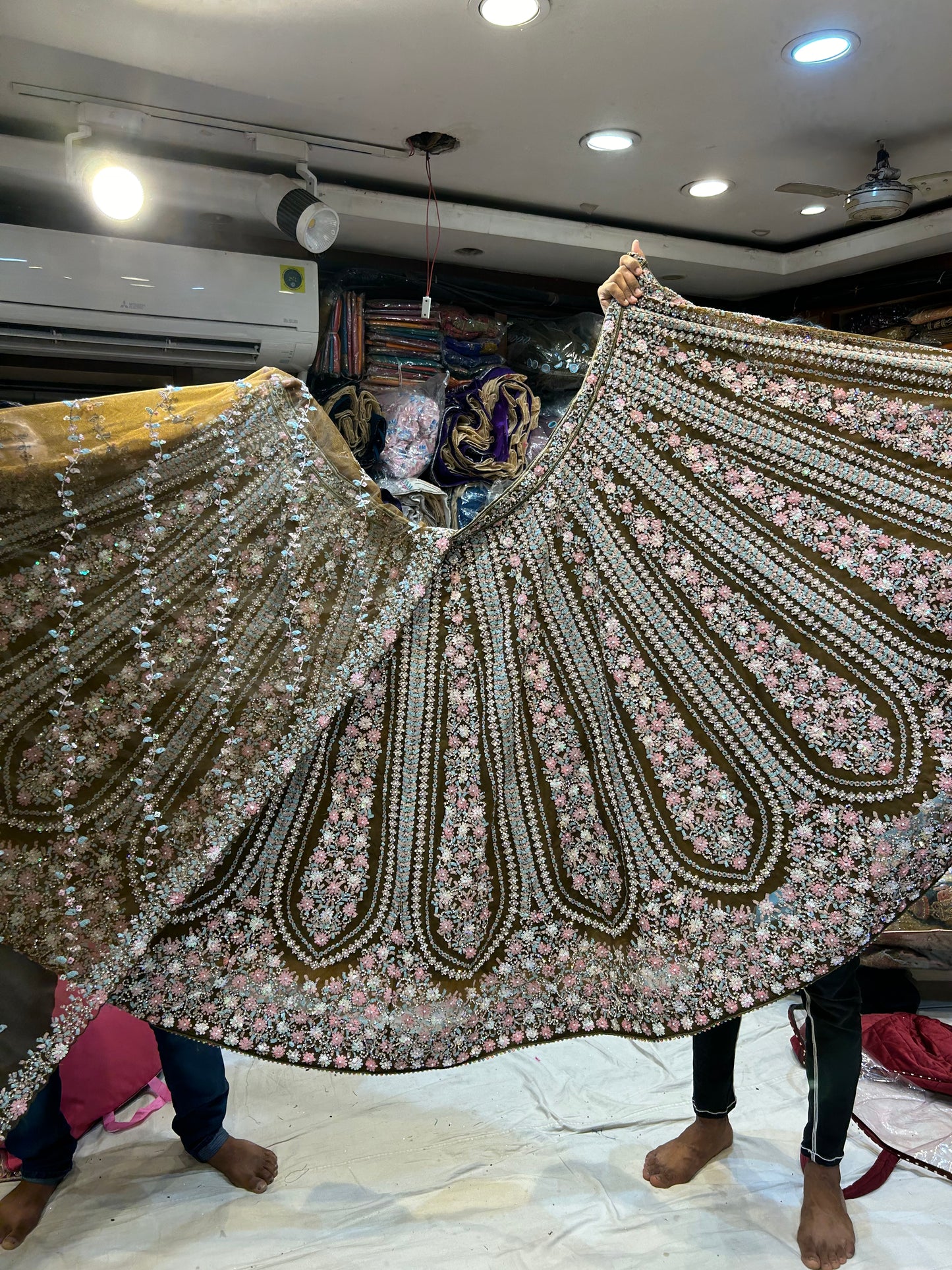 Lovely Onion pink brown Designer Lehenga