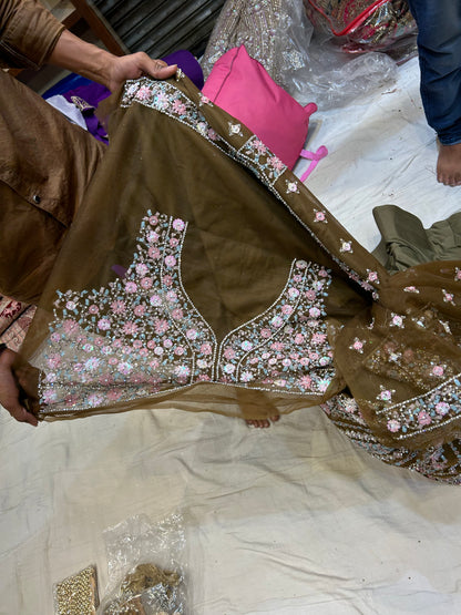 Lovely Onion pink brown Designer Lehenga