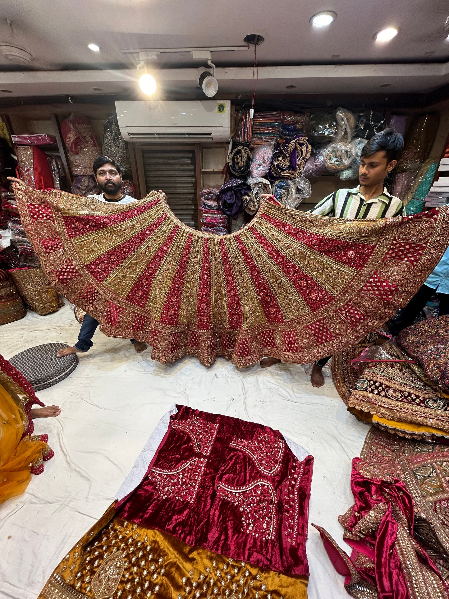 Gorgeous Red & ivory mustard Lehenga