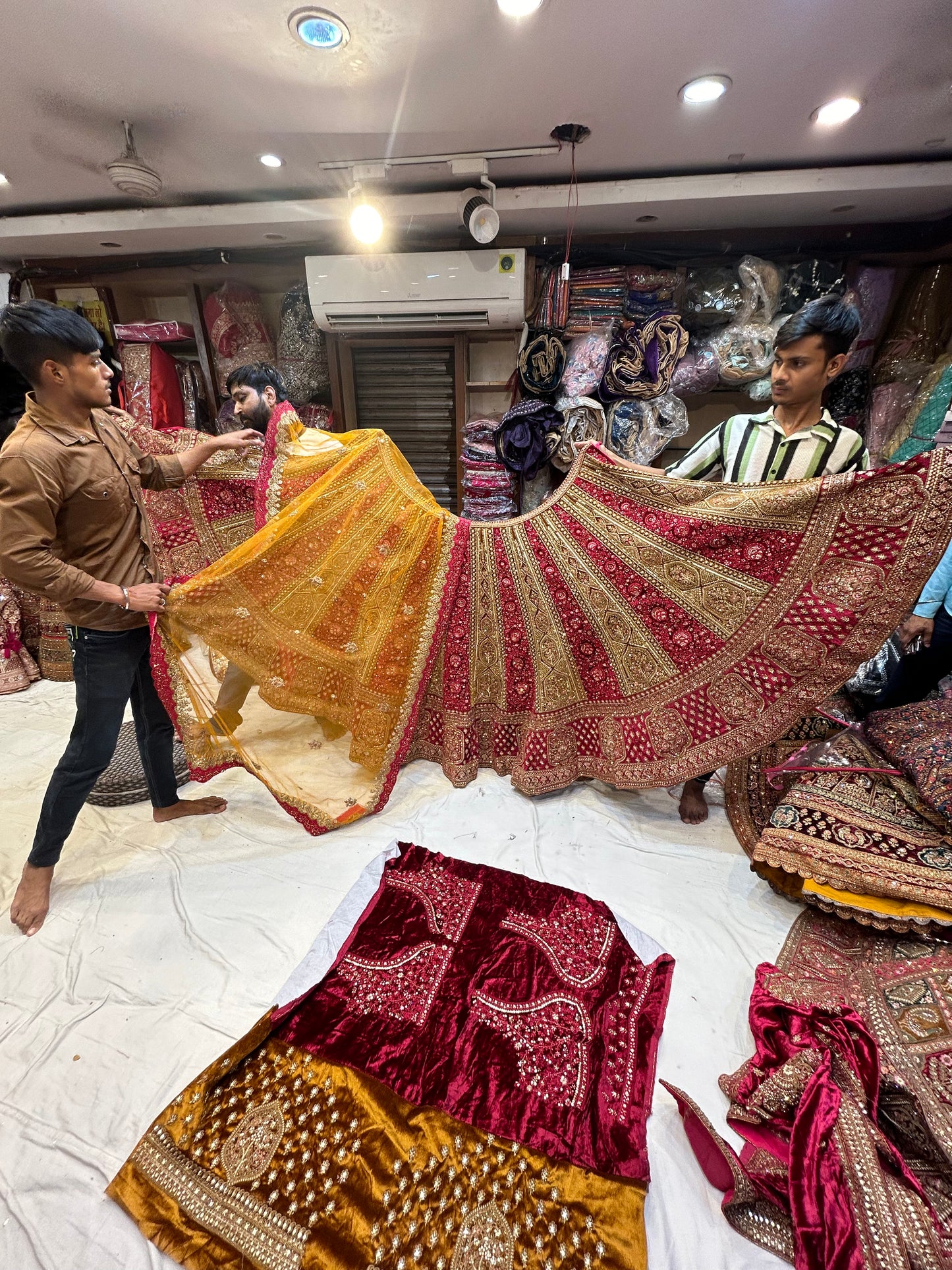 Gorgeous Red & ivory mustard Lehenga