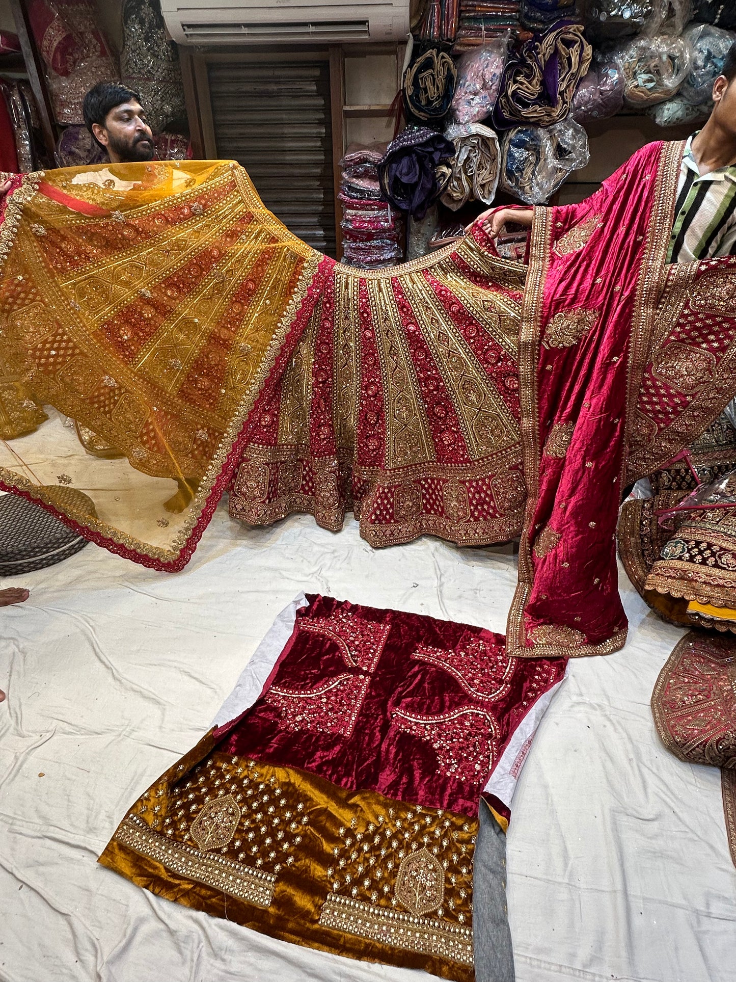 Gorgeous Red & ivory mustard Lehenga