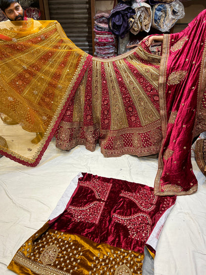 Gorgeous Red & ivory mustard Lehenga