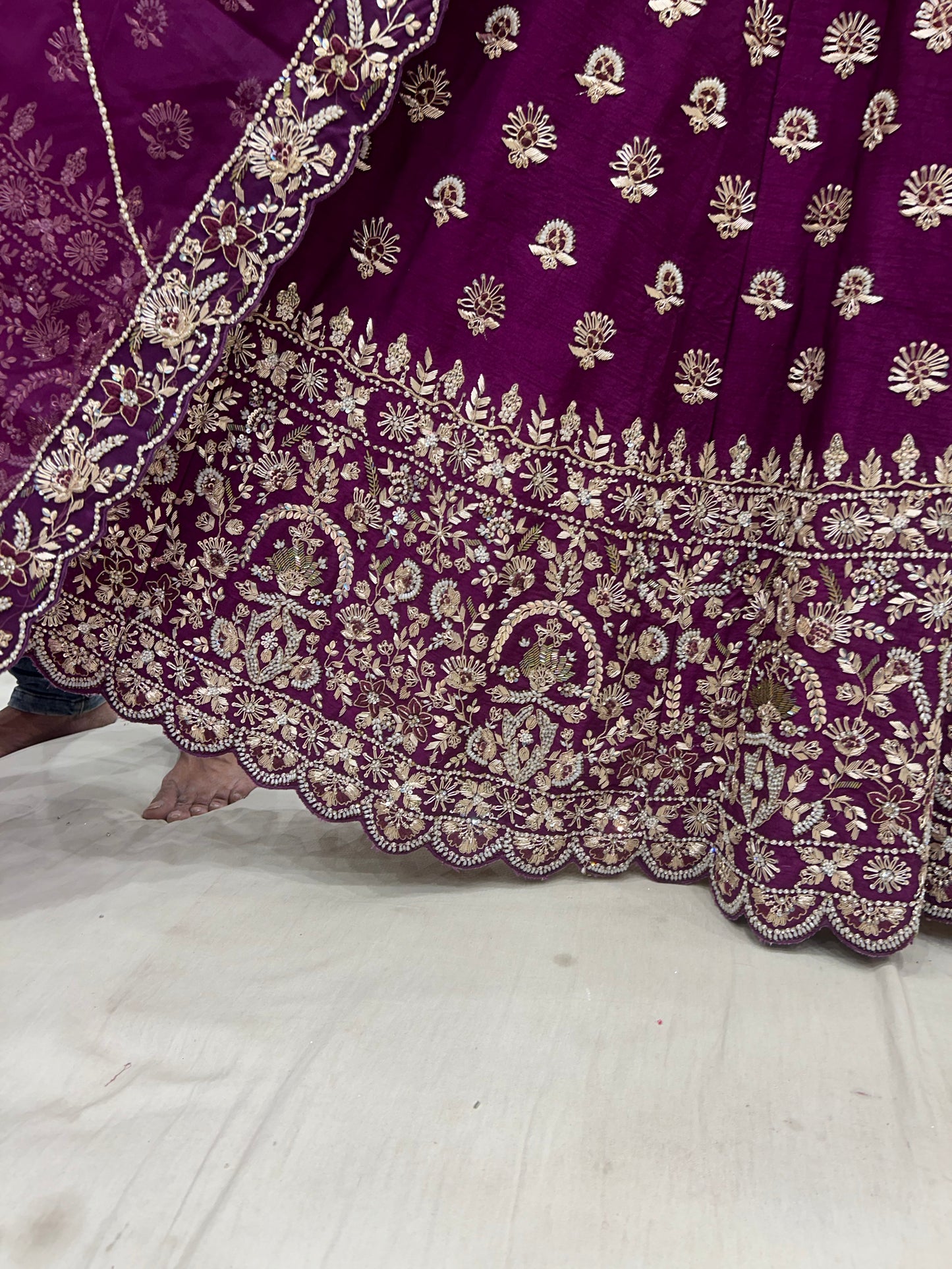 Beautiful purple violet engagement handwork PDP Lehenga