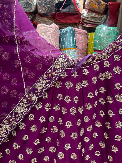 Beautiful purple violet engagement handwork PDP Lehenga