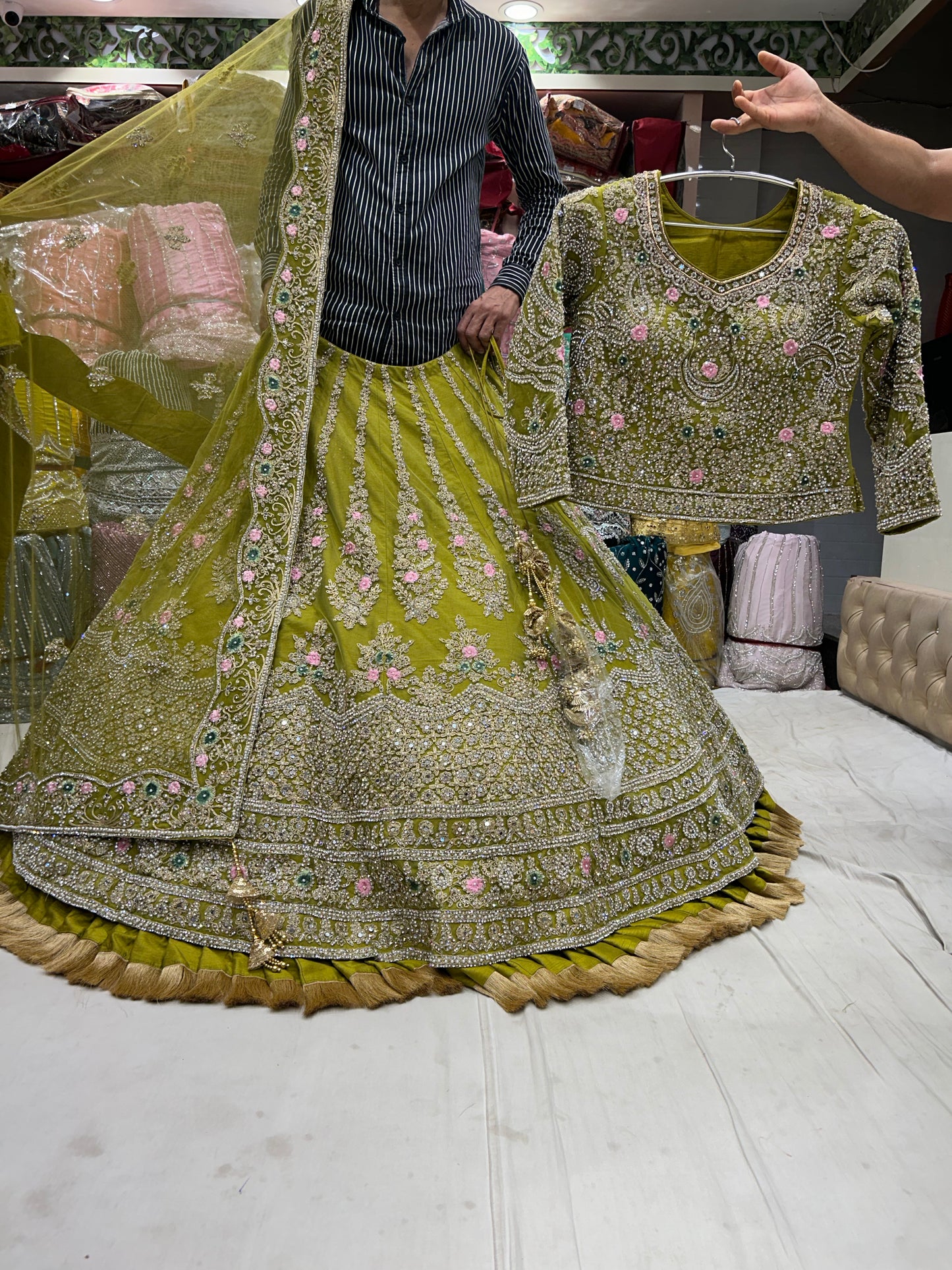 Fantastic green happy customer Lehenga