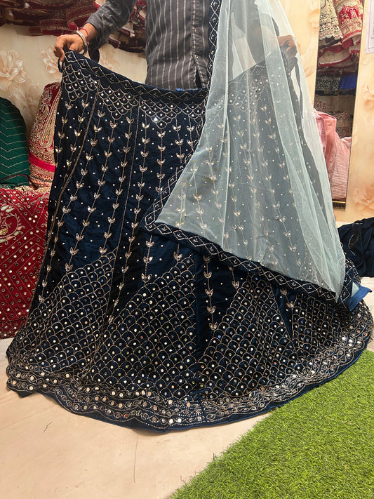 Navy Blue contrast dupata Lehenga