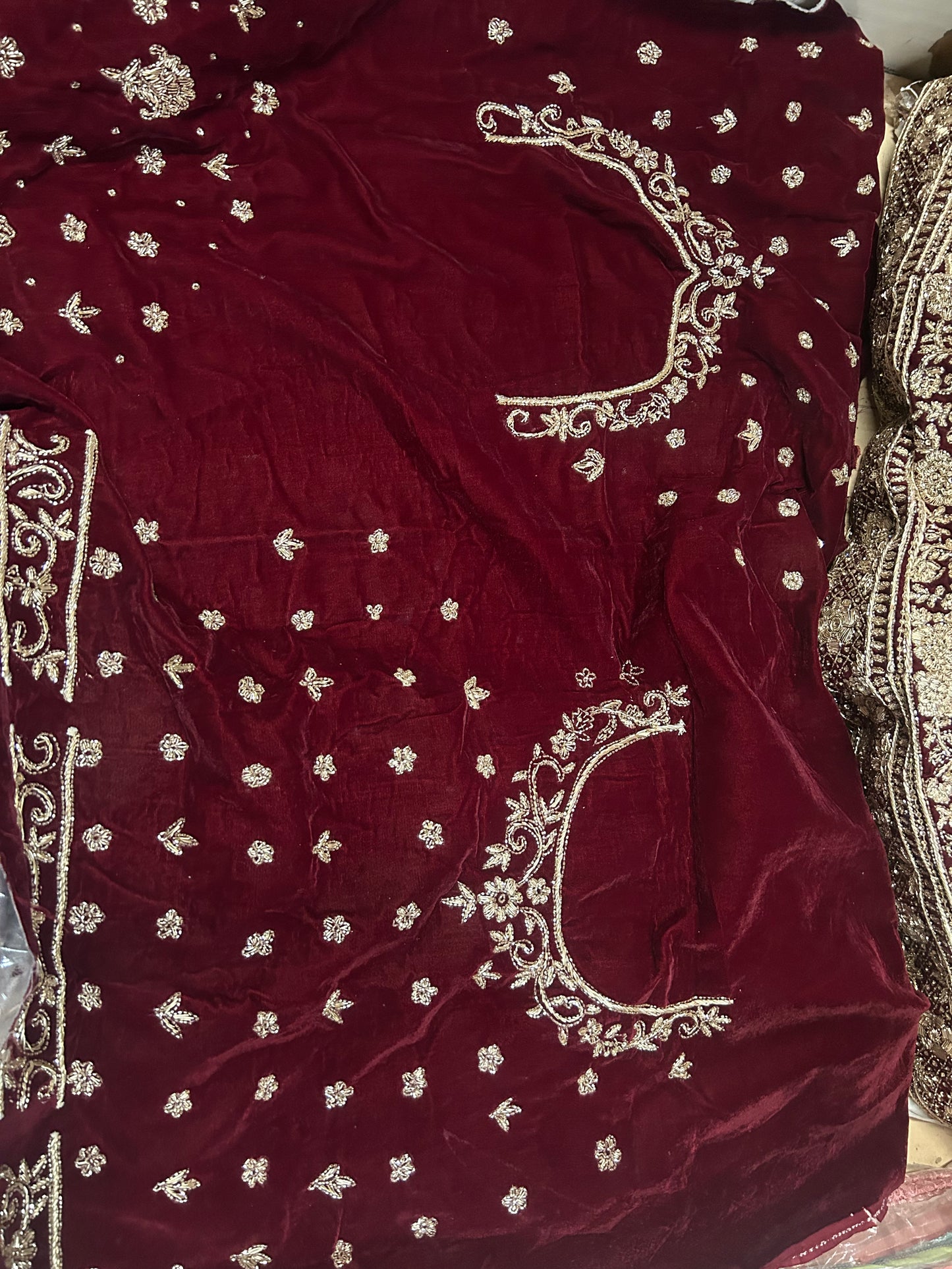 Fantastic maroon handwork dabka zardozi Lehenga