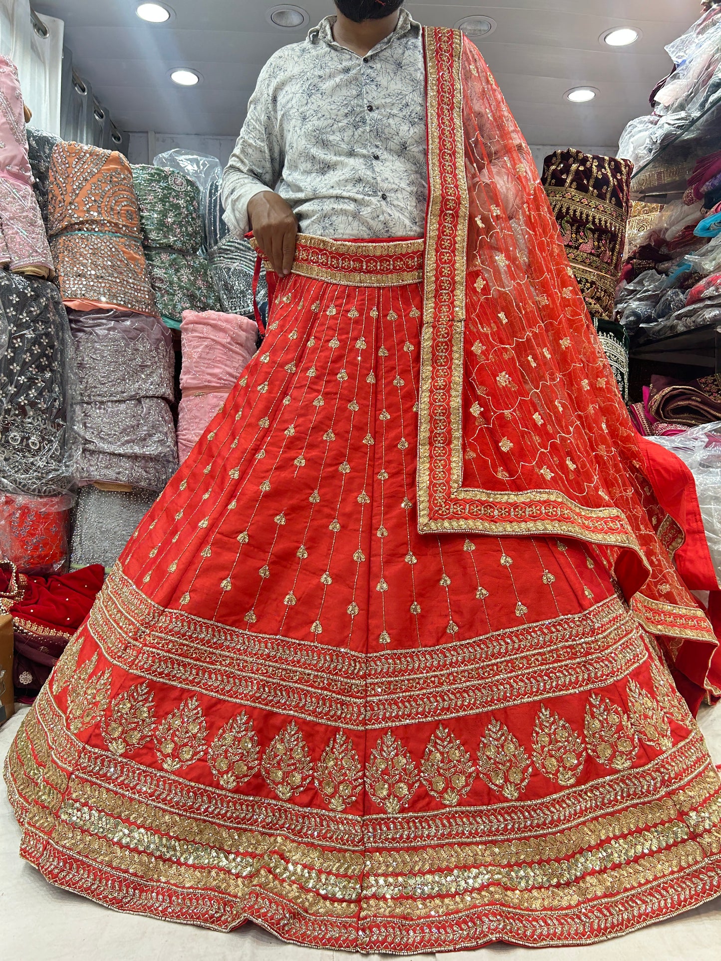 Lovely Red Orange Lehenga