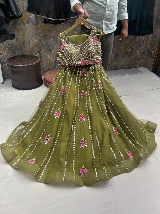 Green Mehendi Lehenga