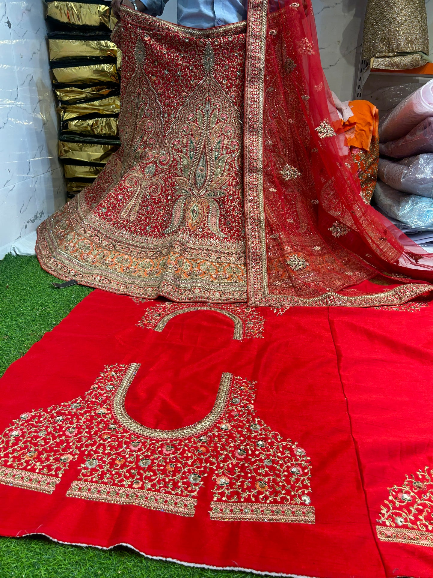 Light RED Orange Bridal Lehenga