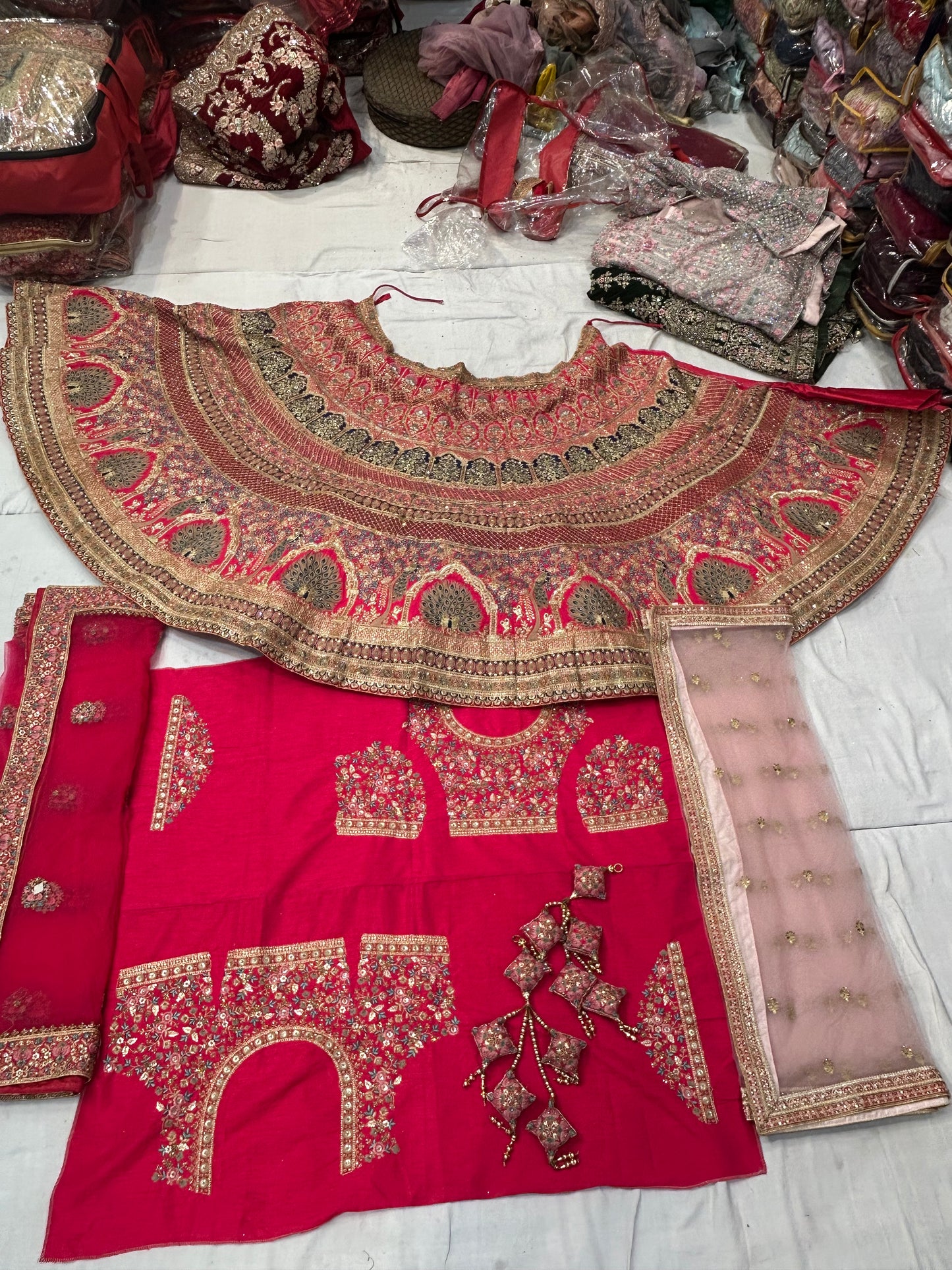 Stunning Red pacock lehenga