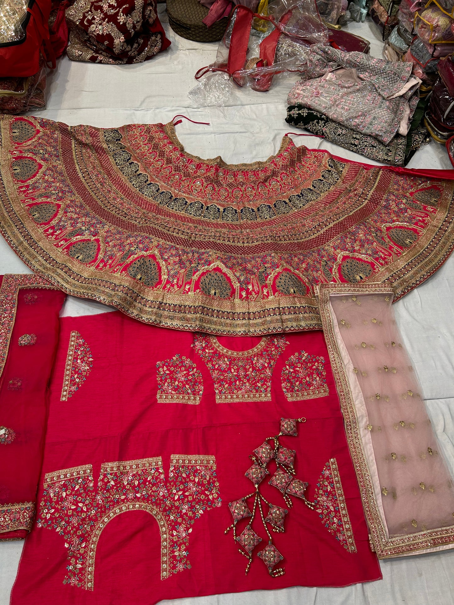 Stunning Red pacock lehenga