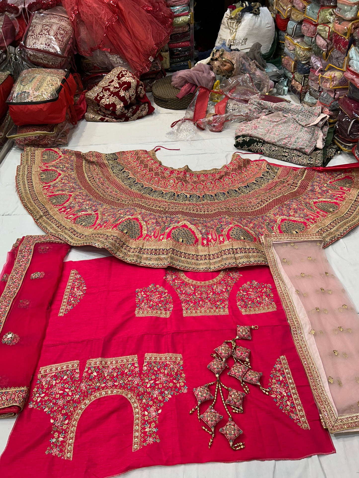 Stunning Red pacock lehenga