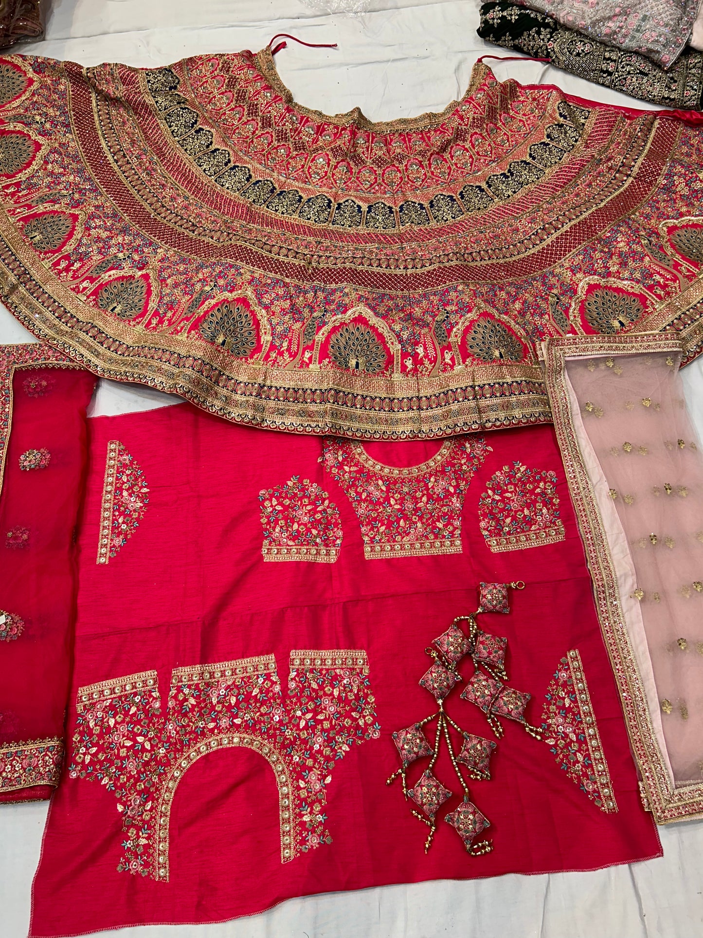 Stunning Red pacock lehenga