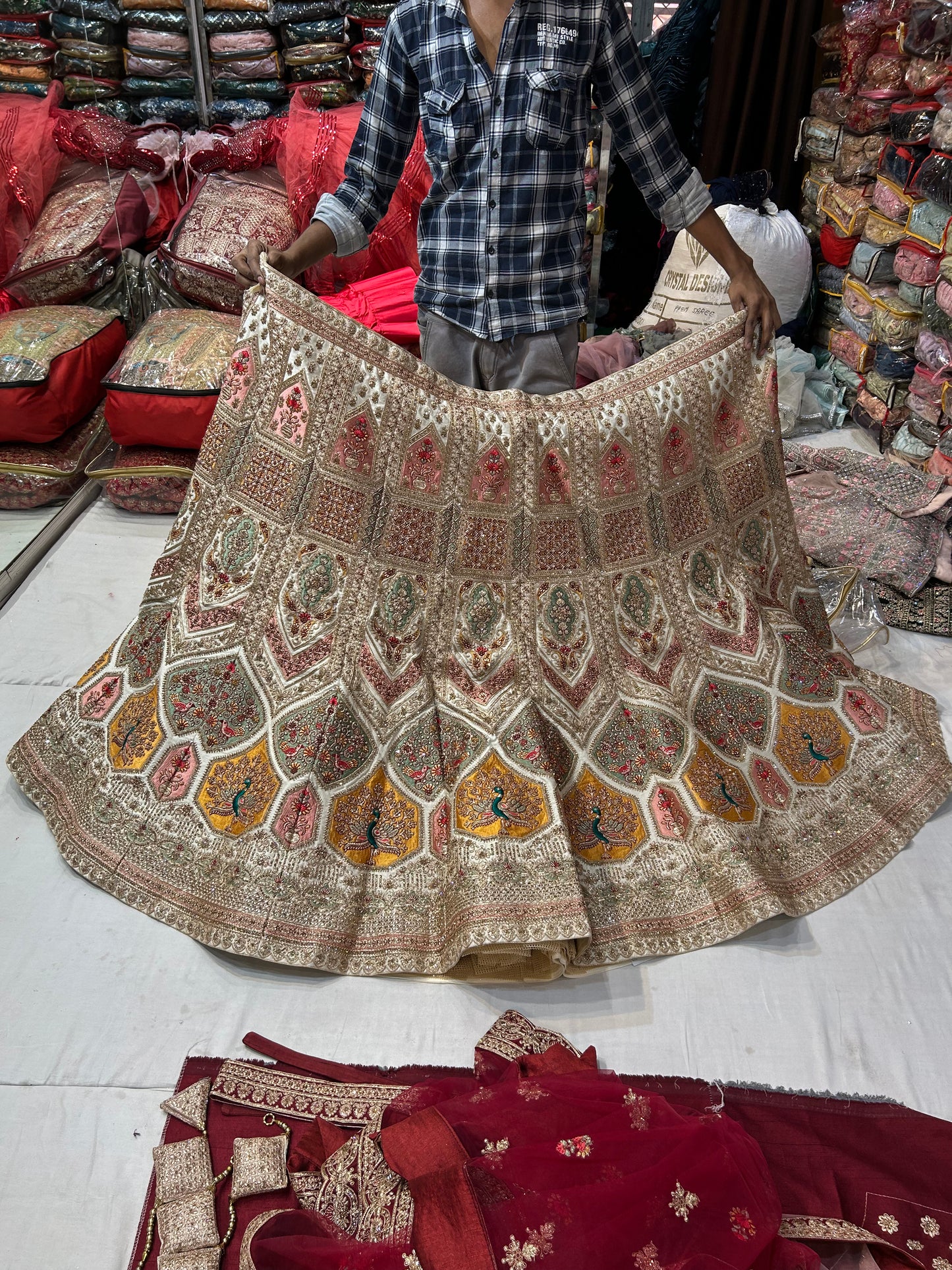 Extraordinary white Peacock lehenga Delhi