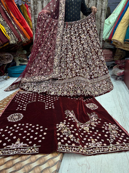 Maroon Bridal handwork Lehenga