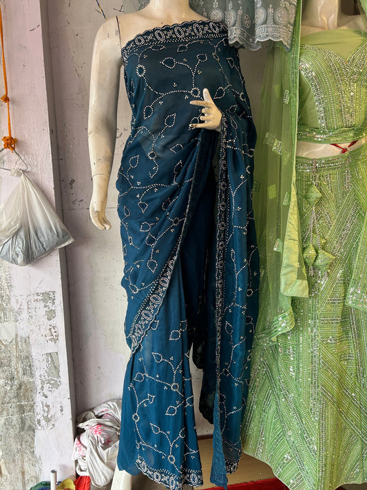 Designer blue Saree �