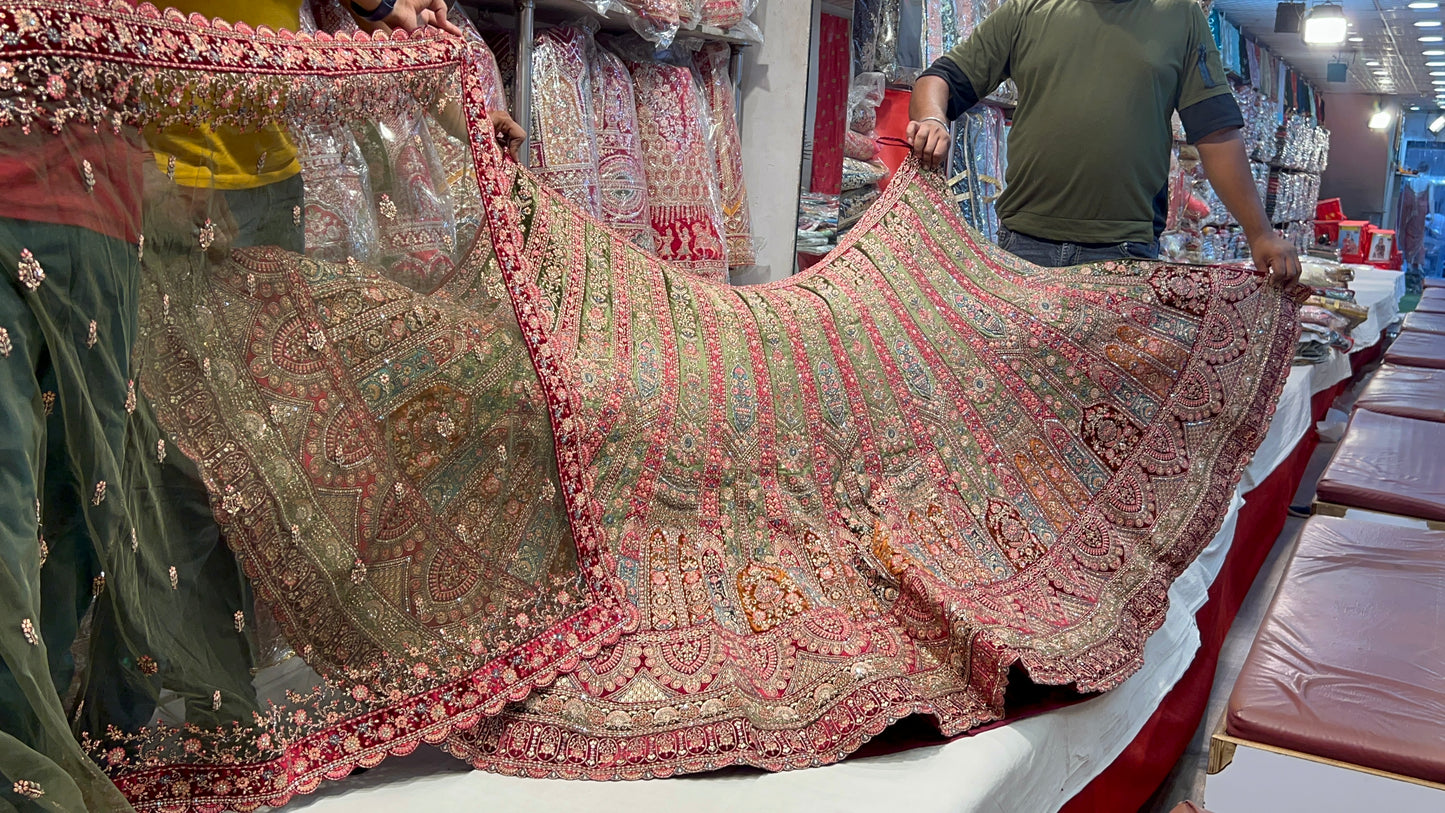 Extraordinary Blue pink Lehenga