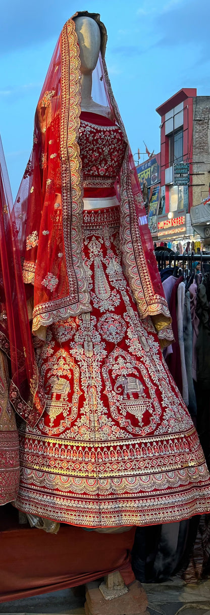 Awesome Red Gajraj Elephant Gajab Lehenga