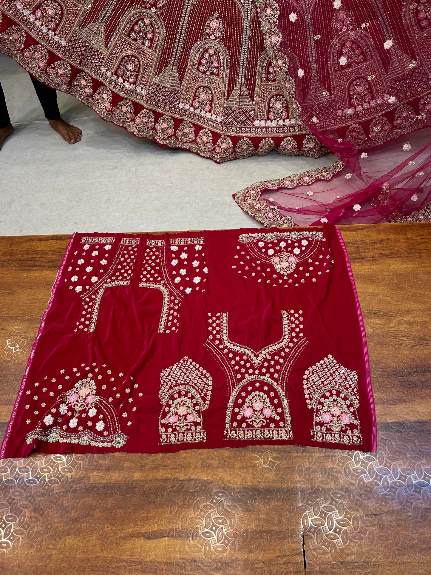 Designer Red Handwork Lehenga